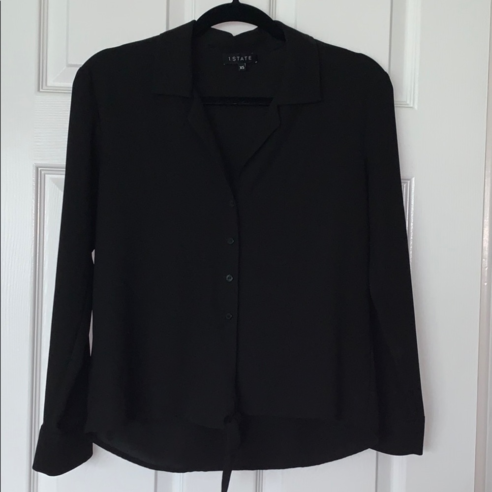 Black Button Down, front tie